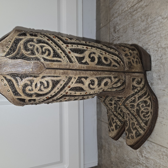 Corral Brown Glitter Western Boots 9.5 - Picture 3 of 7